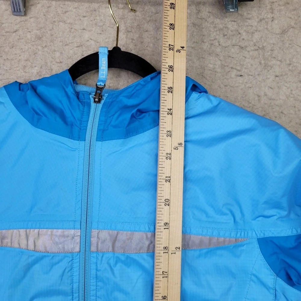 LL Bean Jacket Kids L‎ 14-16 Full Zip Hooded Raincoat Microfleece Lined 248055